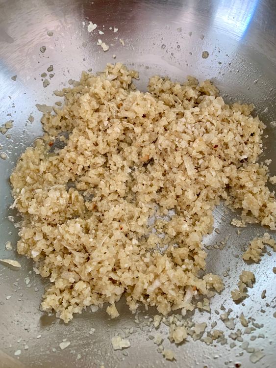 Step 4.2: In the same ghee, add the ground poha and roast for 3-4 minutes until aromatic