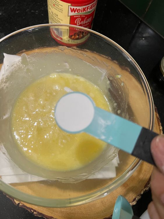 Step 1.2: Mix in baking soda and baking powder
