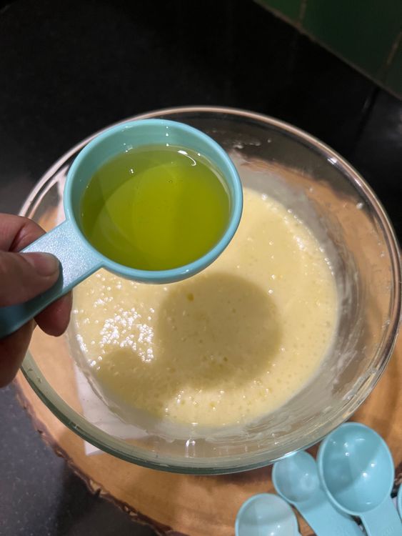 Step 1.1: Gently mix in the oil