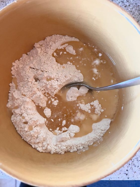 Step 1.1: Mix the flour, salt, and vegetable oil together