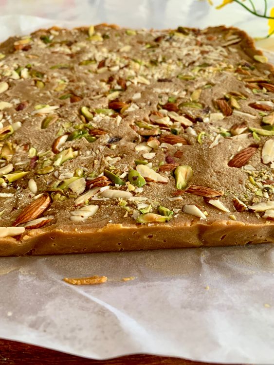 Step 4.1: Let the burfi sit at room temperature for 30 minutes, then refrigerate for 1–2 hours until firm