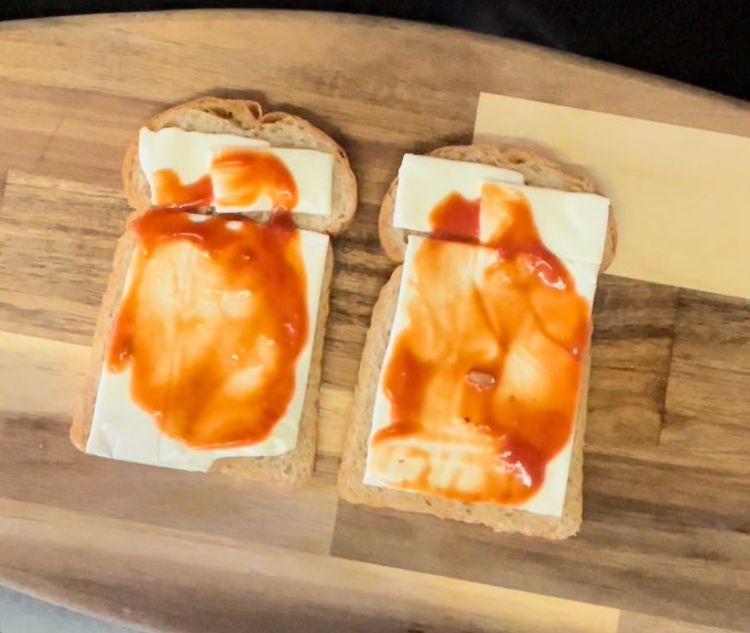 Step 1.1: Spread Ketchup on both the sides