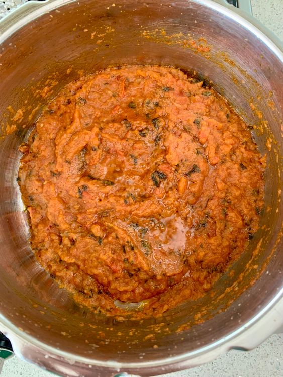 Step 3.1: Add turmeric, salt, and kasuri methi, and cook for another 2-3 minutes until the masala is well-blended and fragrant