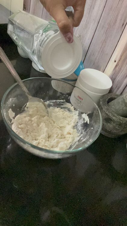 Step 1.2: Mix riceflour,rawa and curd with little water