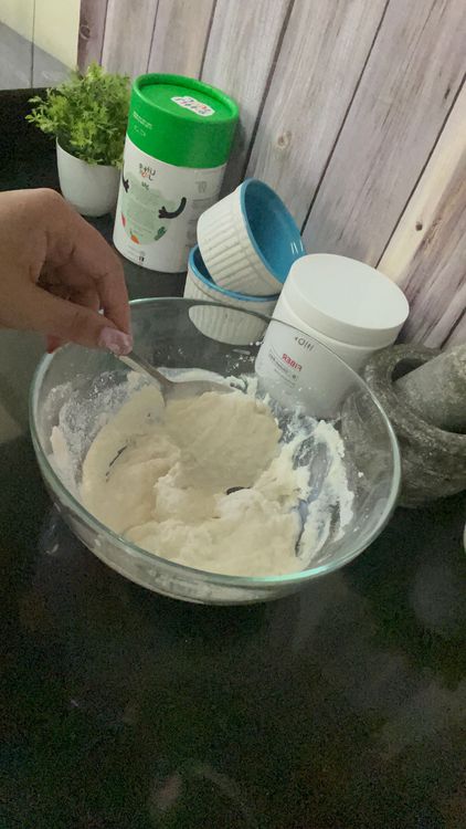 Step 1.3: Mix riceflour,rawa and curd with little water
