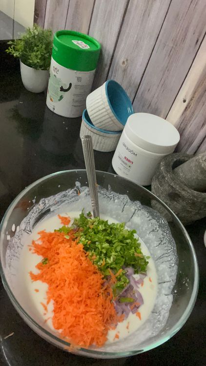 Step 1.2: Add salt and vegetables in the batter