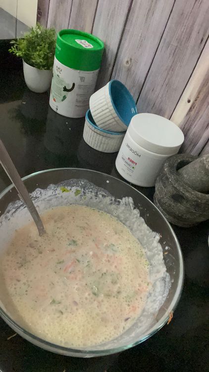 Step 1.3: Add salt and vegetables in the batter