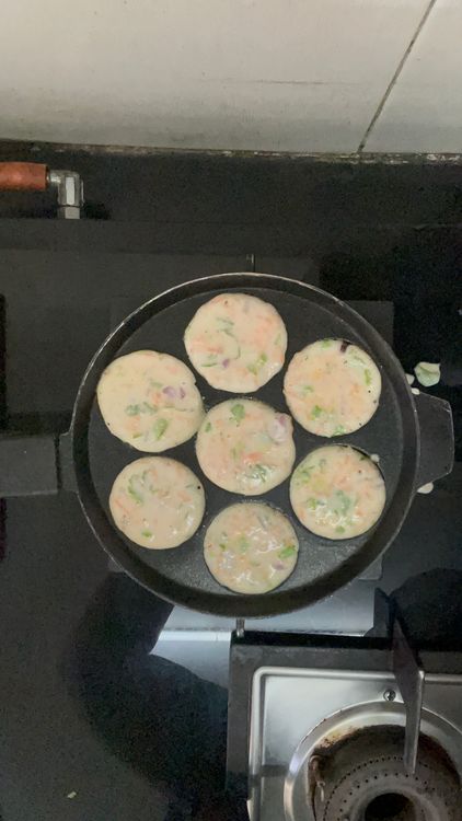 Step 1.1: Pour the batter in appe pan in each cavity