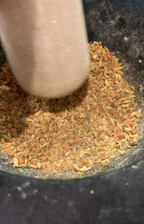 Step 1.2: Dry roast fennel seeds and fenugreek seeds in a pan on medium-high heat for 3-4 minutes