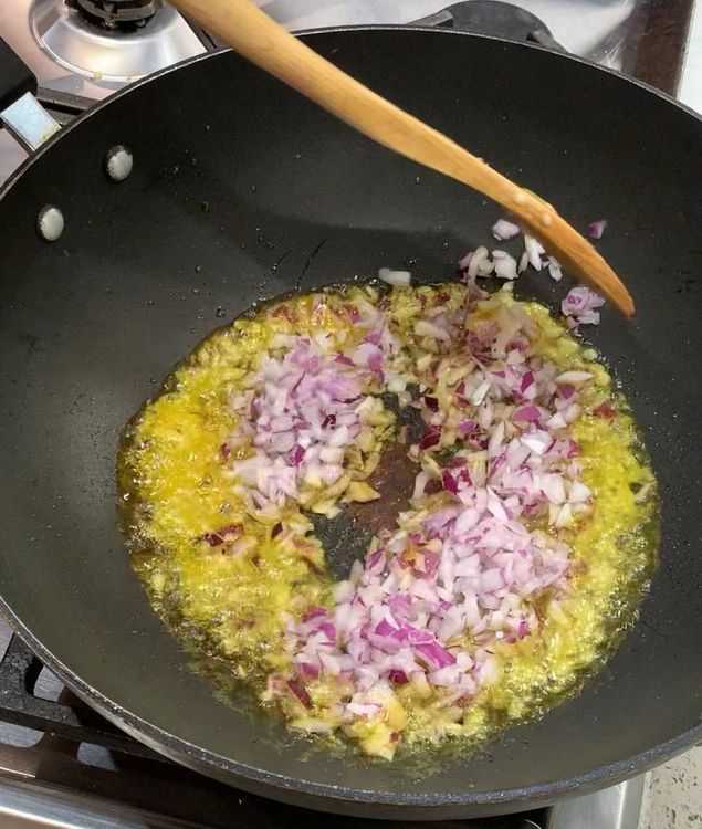 Step 1.1: Add the chopped onions and cook until translucent, stirring occasionally