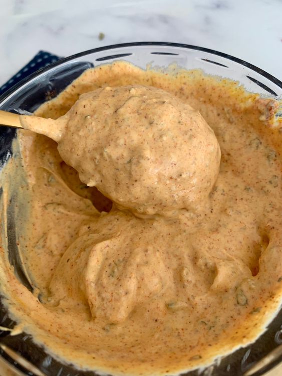 Step 3.1: In a bowl, whisk together curd, turmeric, coriander powder, Kashmiri red chilli powder, garam masala, salt, and kasuri methi