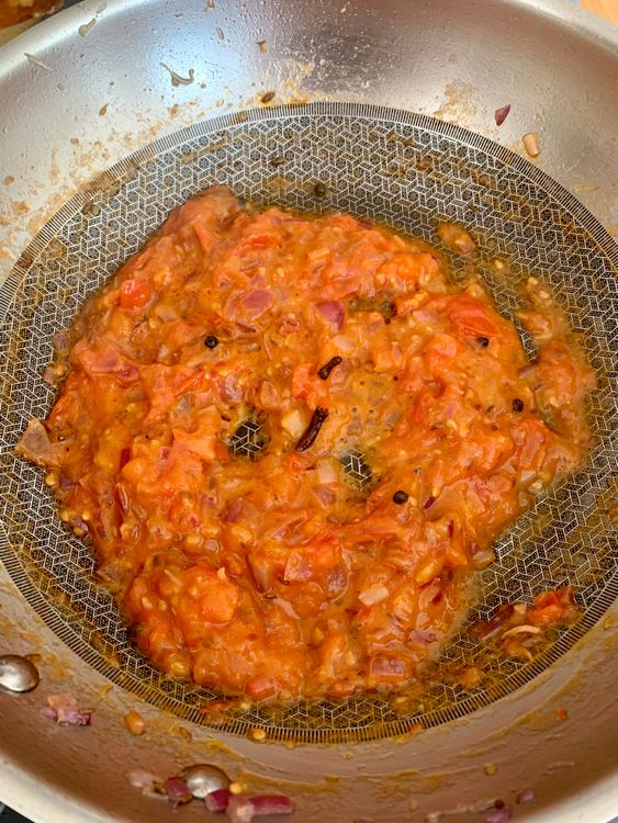 Step 4.1: Add ginger-garlic paste and cook until the raw smell disappears