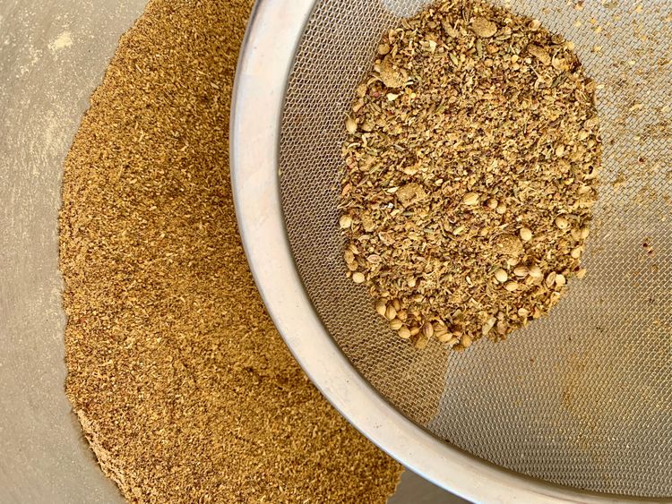 Step 1.1: Sieve the mix and regrind any coarse bits if needed to achieve a consistent texture