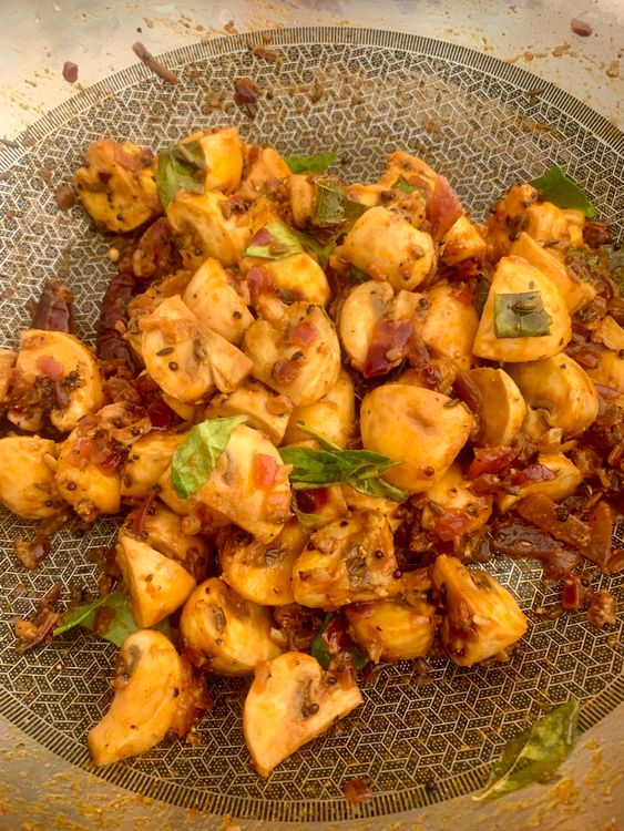 Step 1.1: Cover and cook on medium-high heat for 8–10 minutes until the mushrooms are cooked through