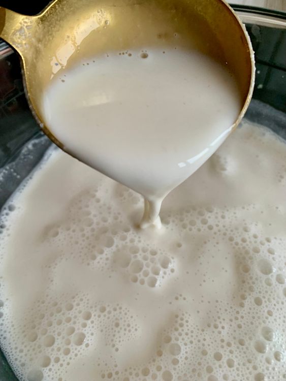 Step 2.1: Add the soaked rice and water to a blender and blend until smooth (about 2–3 minutes)