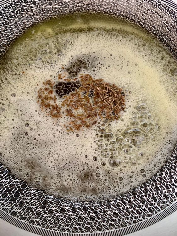 Step 2.1: Add cumin seeds and let them crackle