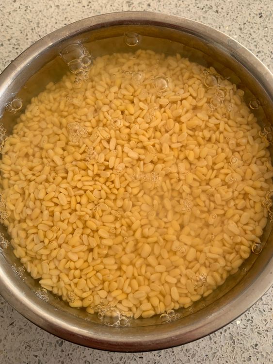 Step 1.1: Rinse the moong dal thoroughly and soak in water for at least 1 hour or overnight