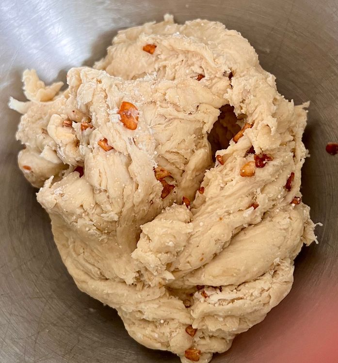 Step 1.1: Once you have a shaggy dough, increase the speak to to medium-low and let knead until you have a smooth dough (about 4 - 5 minutes)