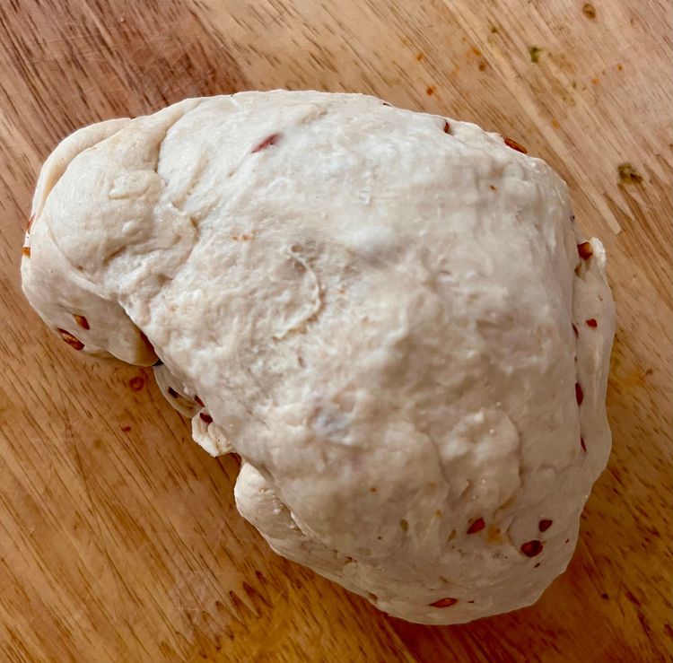 Step 1.1: Take the dough out of the stand mixer, and knead by hand for 30 seconds