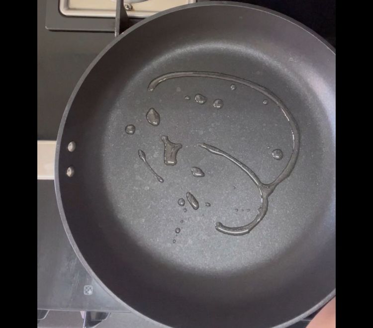 Step 1.1: In a non stick pan add little oil and put the dipped slice over it
