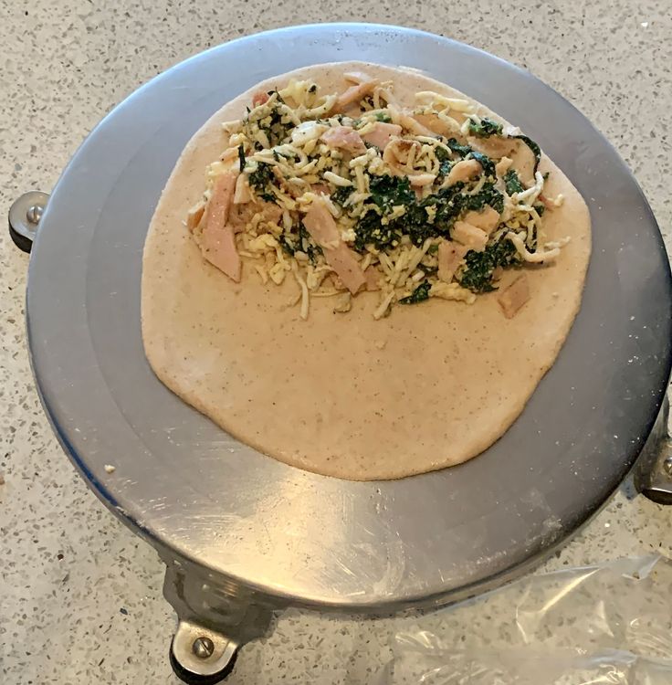 Step 2.1: Spread the prepared mixture onto half of the circle, leaving some space at the edges