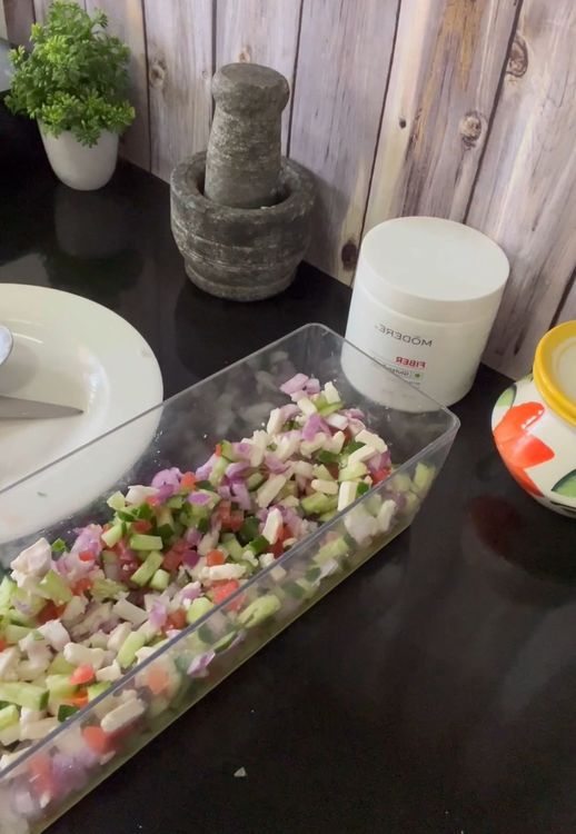 Step 1.5: Cut all the vegetables equally using a [chopper](https://amzn