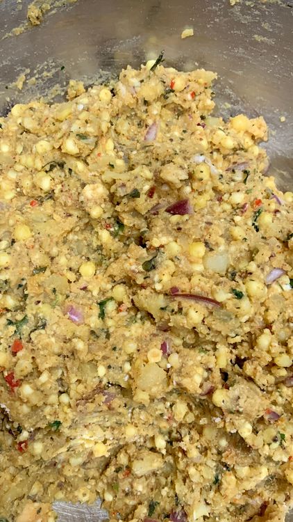 Step 1.1: Add the soaked sago to the potato mixture and gently mix to combine