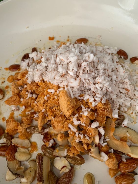 Step 1.1: Add the jaggery and coconut (either grated or finely chopped using a chopper)
