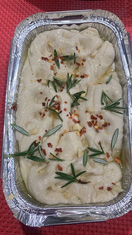 Step 1.1: Sprinkle the chilli flakes, and sea salt evenly over the dough