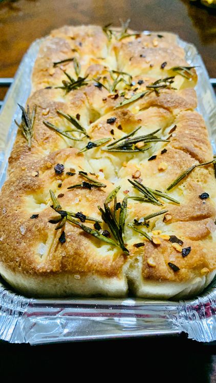 Step 1.1: Once baked, remove the focaccia from the oven and let it cool for a few minutes