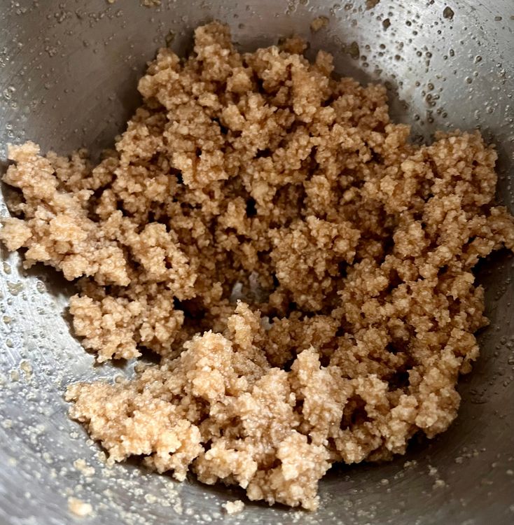 Step 1.2: In a stand mixer over medium speed (or by hand in a large bowl), cream the butter and sugars until crumbly, but fully incorporated