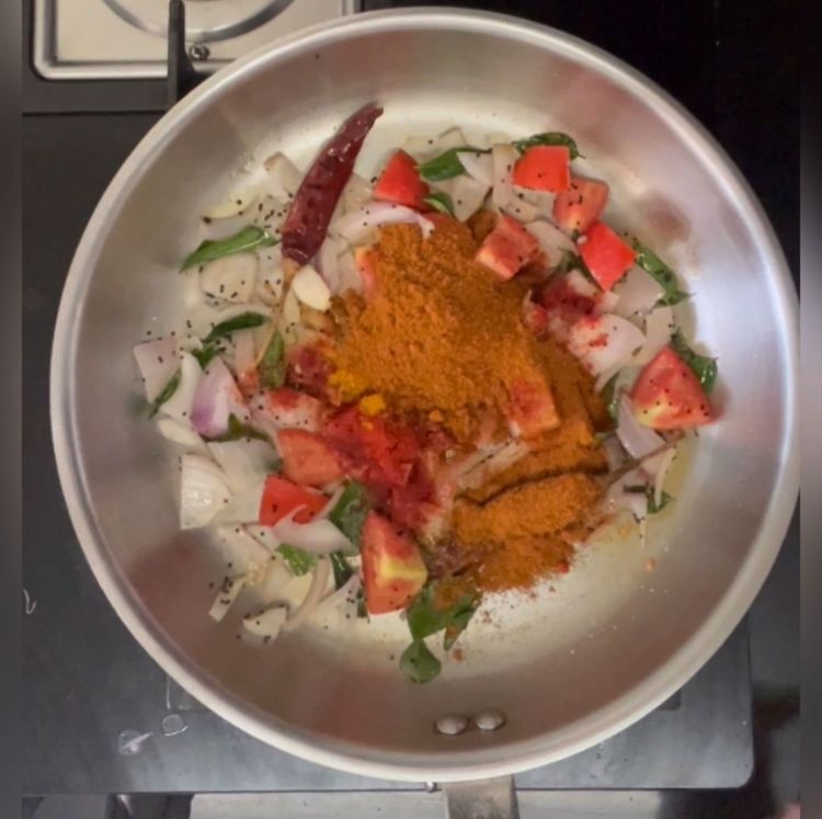 Step 1.1: Add salt, chilli powder , turmeric powder and sambar masala