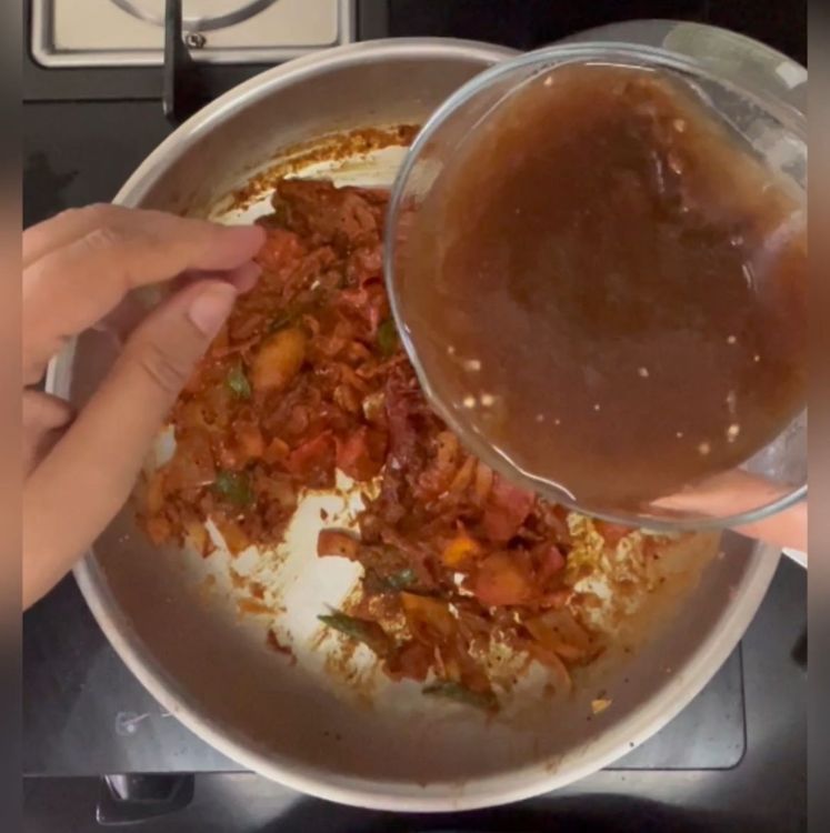 Step 1.1: Add tamarind water into the mixture