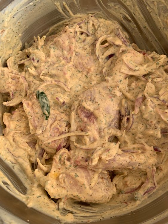Step 1.1: Mix thoroughly, ensuring the chicken is well coated