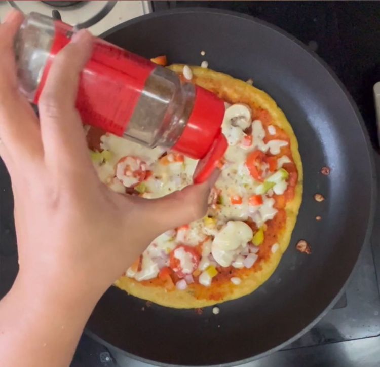 Step 1.1: Once cheese is melt add pizza seasoning again