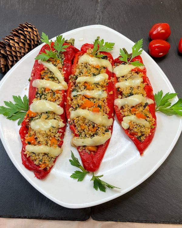 Stuffed Bell Peppers with a Twist! Meat-Free – but TASTES like a RESTAURANT dish! recipe