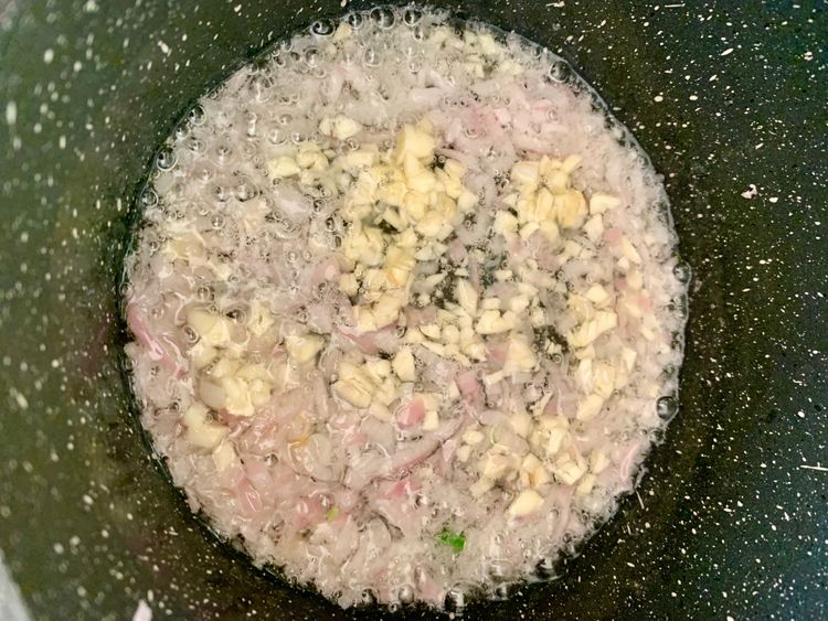 Step 2.1: Sauté onions for about 1 minute, then add garlic and cook until fragrant