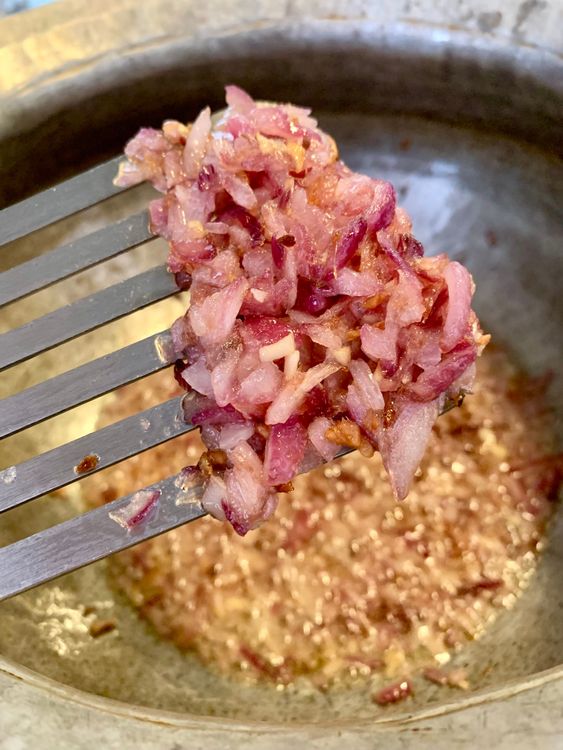 Step 1.1: Add chopped onions, ginger and garlic