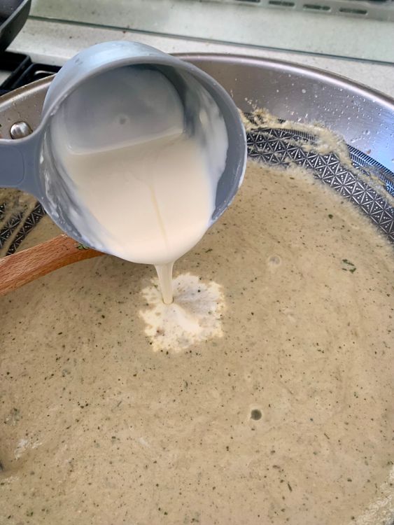 Step 5.1: Add fresh cream and water to adjust consistency
