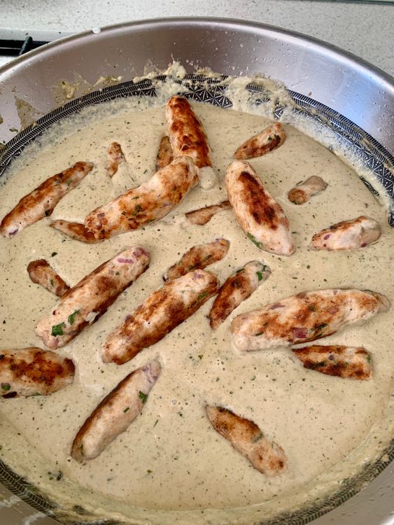 Step 6.1: Add the semi-fried seekh kebabs into the simmering gravy