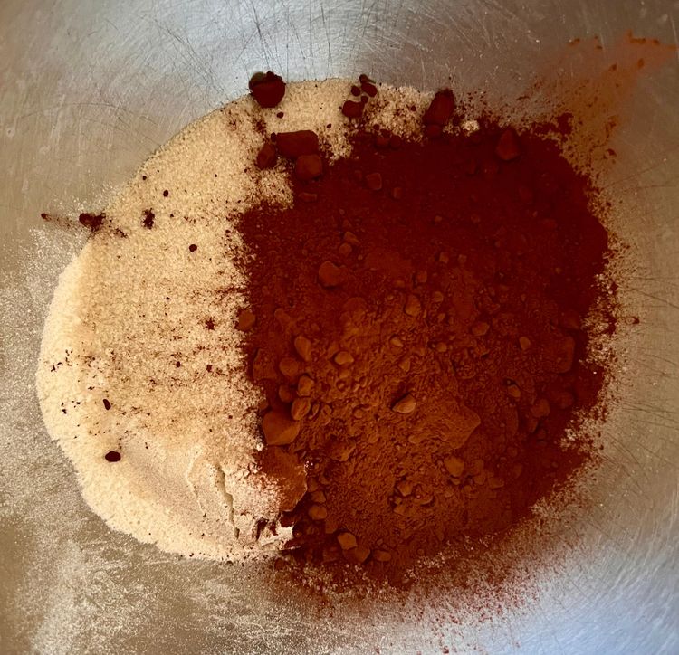 Step 1.1: In a large bowl, mix your flour, sugar, cocoa powder, baking soda, and salt together