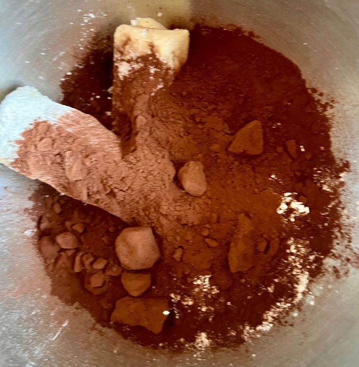 Step 2.2: Place your plant-based butter, cream cheese, powdered sugar, and cocoa powder in the bowl of a stand mixer or large bowl