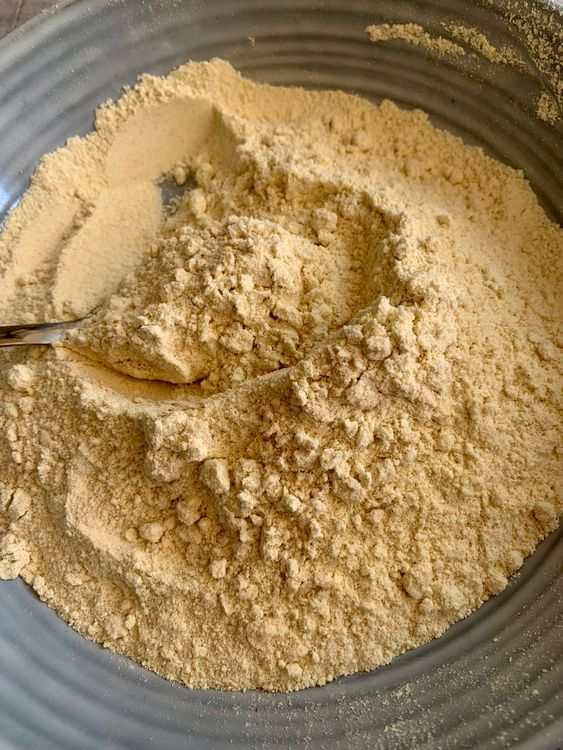 Step 1.2: In a bowl, sift together wheat flour, baking powder, baking soda, and milk powder