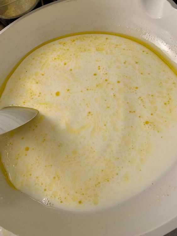 Step 2.1: Heat ghee in a wide pan over low heat