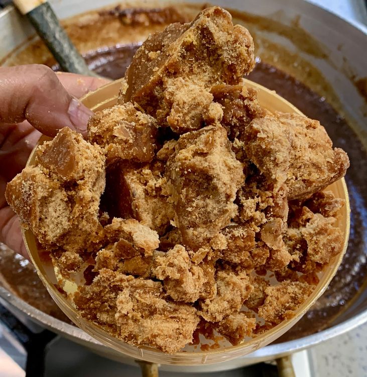 Step 1.2: Add the sugar and jaggery (if using) to the saucepan and stir until it dissolves completely