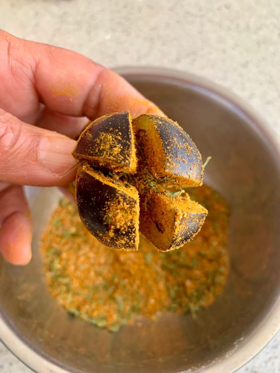 Step 2.1: Carefully stuff them with the spice mix