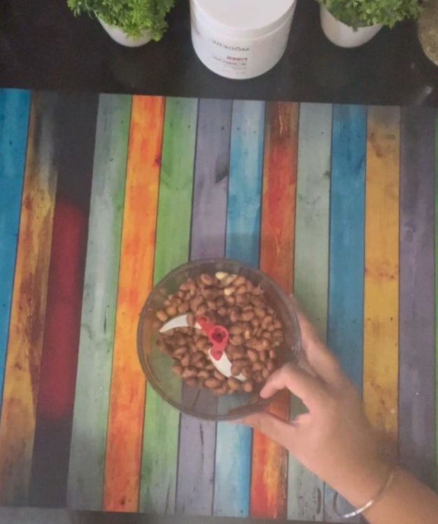 Step 1.2: Add roasted peanut powder into the sabudana
