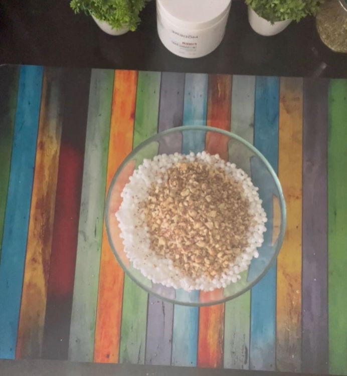 Step 1.3: Add roasted peanut powder into the sabudana
