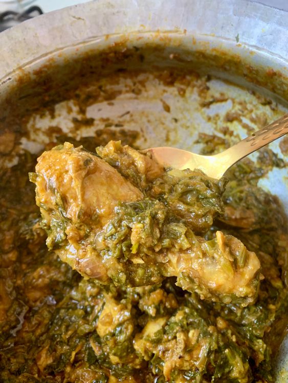 Step 5.2: Stir in garam masala and ghee, then garnish with ginger juliennes