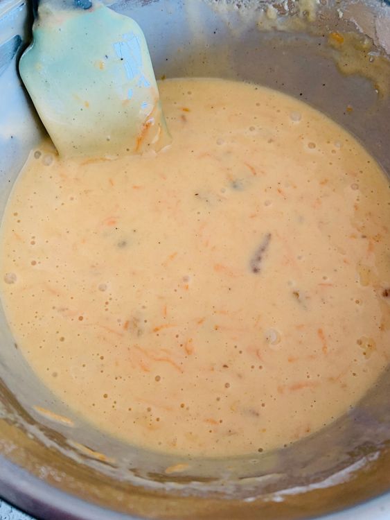 Step 4.2: Pour in the milk and gently mix until the batter comes together